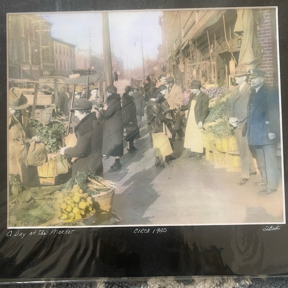 Vintage 1930 Market Scene Photo print